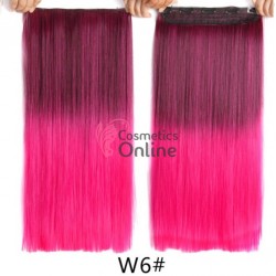 Extensie de par cu 5 Clips On delux dubla dreapta de 60 cm, Ombre Brunet cu Roz Neon Cod 60W05# 